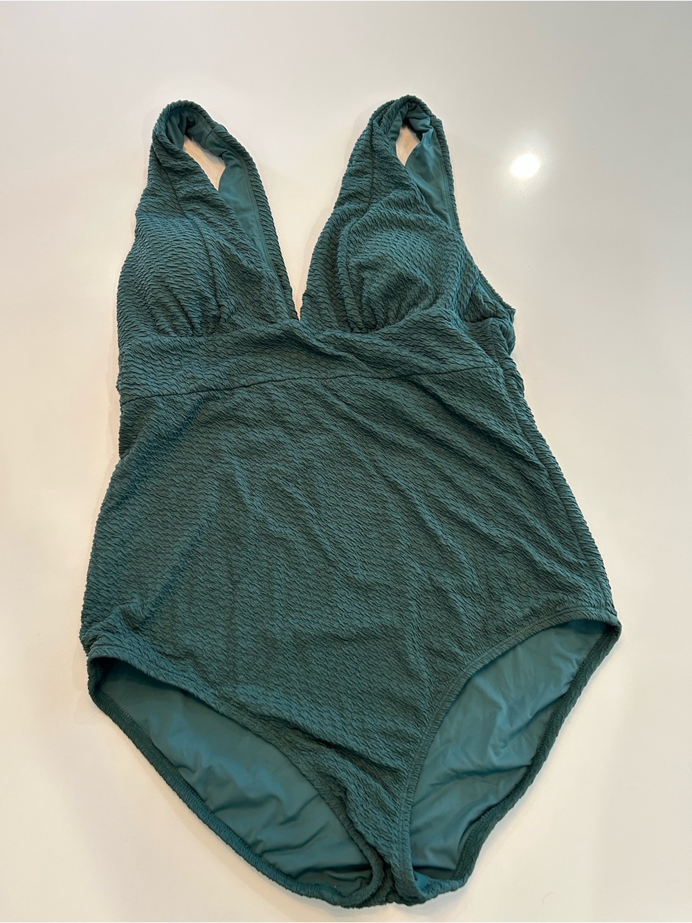 Andie Textured One-Piece Swimsuit in Teal Green